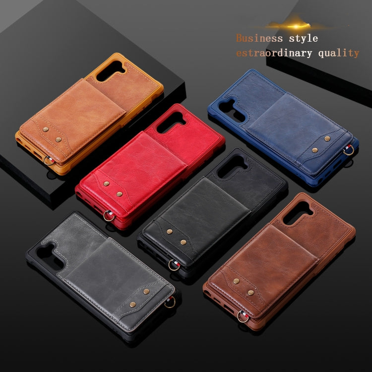 For Galaxy Note 10 Vertical Flip Wallet Shockproof Back Cover Protective Case with Holder & Card Slots & Lanyard & Photos Frames