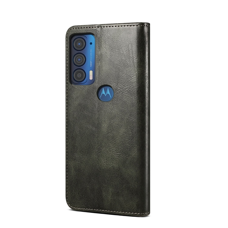 For Motorola Moto Edge 2021 Simple Wax Crazy Horse Texture Horizontal Flip Leather Case with Card Slots & Wallet