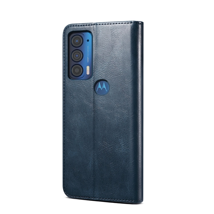 For Motorola Moto Edge 2021 Simple Wax Crazy Horse Texture Horizontal Flip Leather Case with Card Slots & Wallet