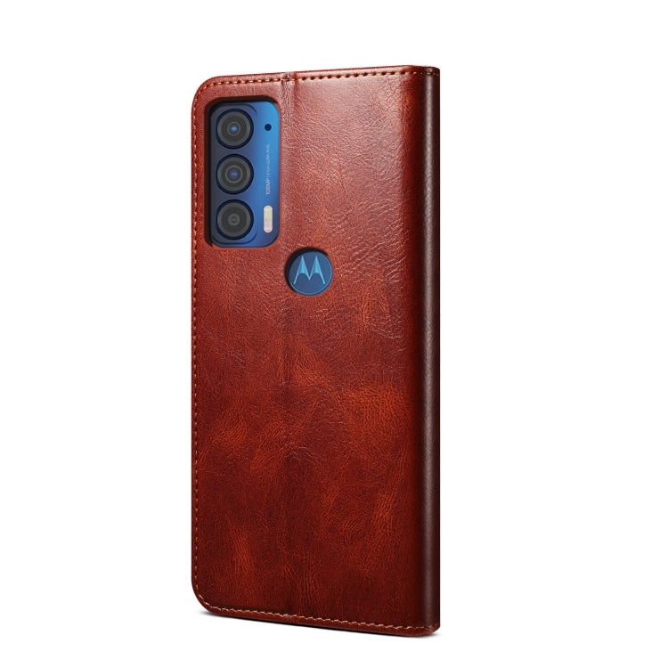 For Motorola Moto Edge 2021 Simple Wax Crazy Horse Texture Horizontal Flip Leather Case with Card Slots & Wallet