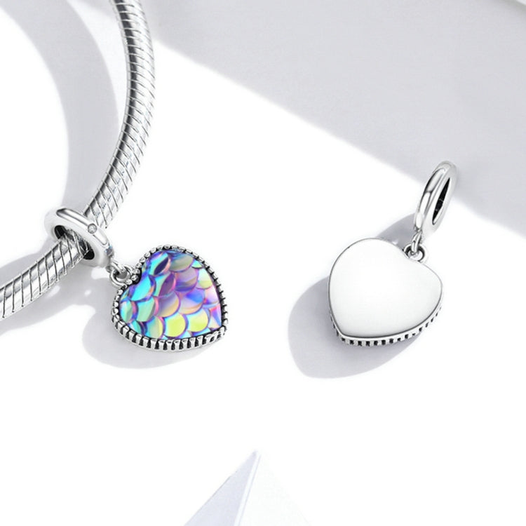 S925 Sterling Silver Fish Scale Heart Pendant DIY Bracelet Necklace Accessories