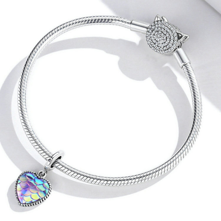 S925 Sterling Silver Fish Scale Heart Pendant DIY Bracelet Necklace Accessories