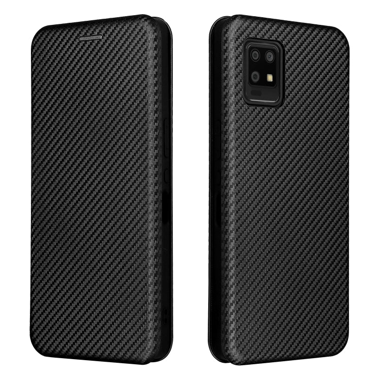 For Sharp Aquos Zero6 Carbon Fiber Texture Horizontal Flip TPU + PC + PU Leather Case with Card Slot