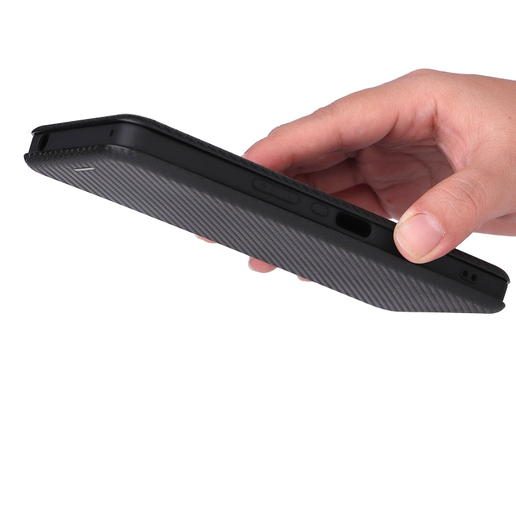 For Sharp Aquos Zero6 Carbon Fiber Texture Horizontal Flip TPU + PC + PU Leather Case with Card Slot