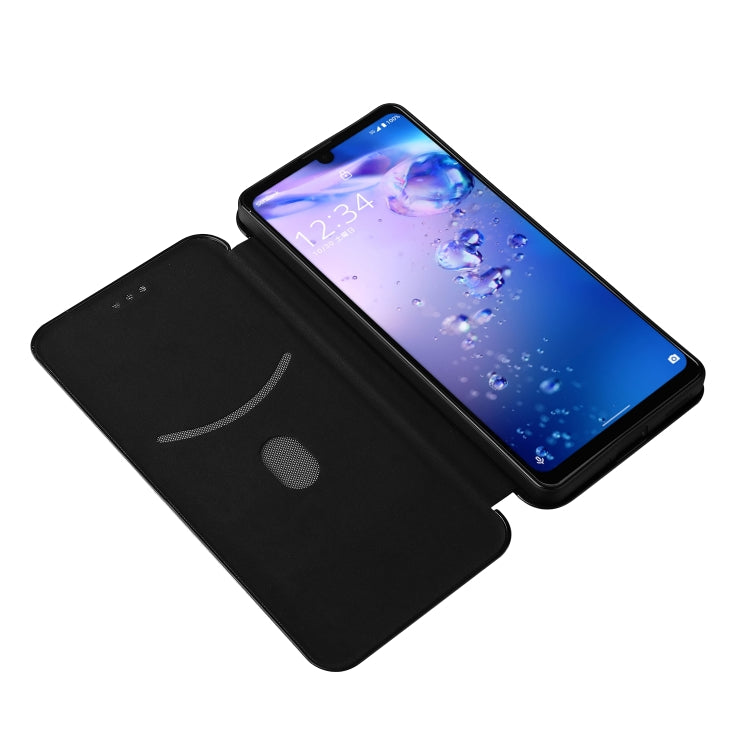 For Sharp Aquos Zero6 Carbon Fiber Texture Horizontal Flip TPU + PC + PU Leather Case with Card Slot