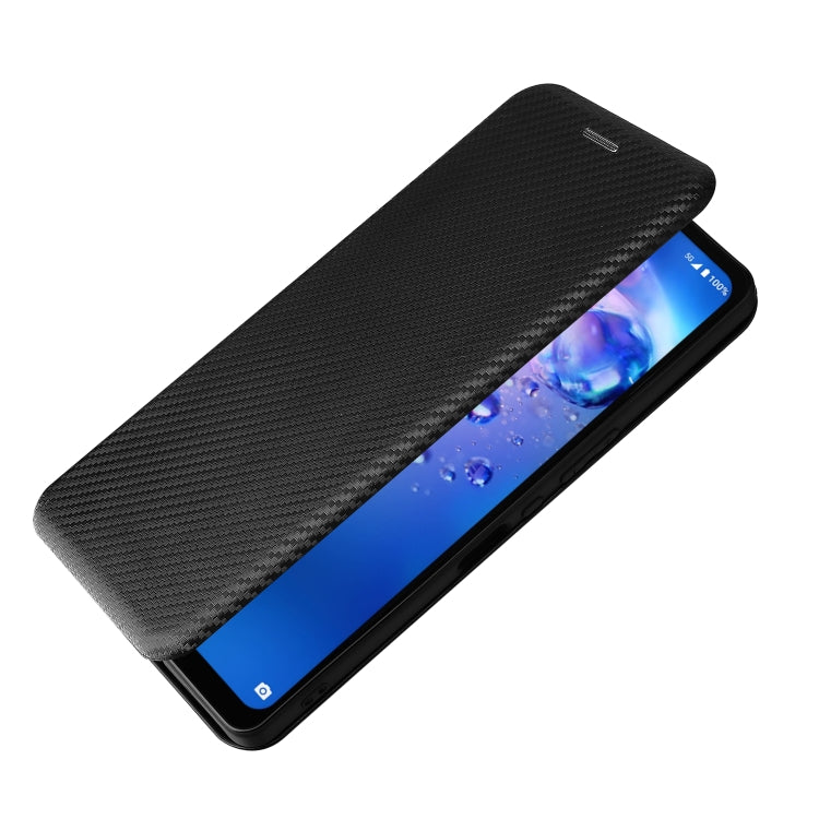 For Sharp Aquos Zero6 Carbon Fiber Texture Horizontal Flip TPU + PC + PU Leather Case with Card Slot