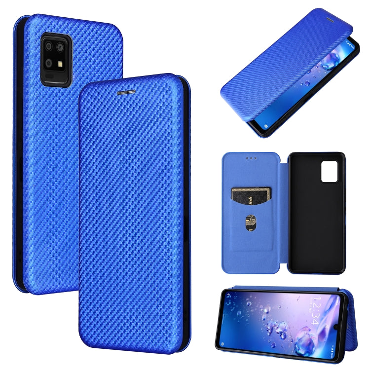 For Sharp Aquos Zero6 Carbon Fiber Texture Horizontal Flip TPU + PC + PU Leather Case with Card Slot