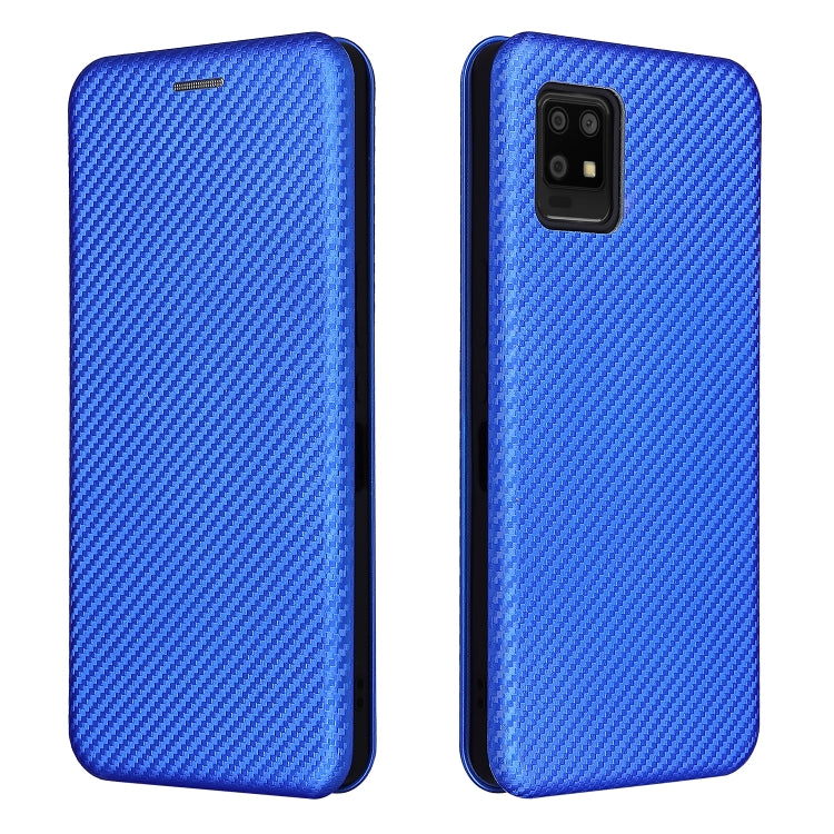 For Sharp Aquos Zero6 Carbon Fiber Texture Horizontal Flip TPU + PC + PU Leather Case with Card Slot