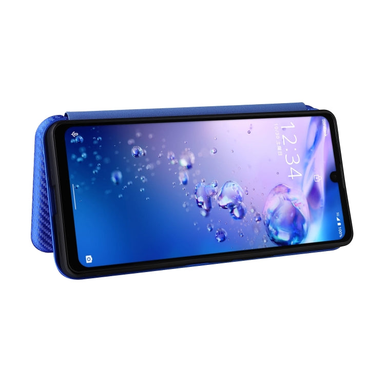 For Sharp Aquos Zero6 Carbon Fiber Texture Horizontal Flip TPU + PC + PU Leather Case with Card Slot