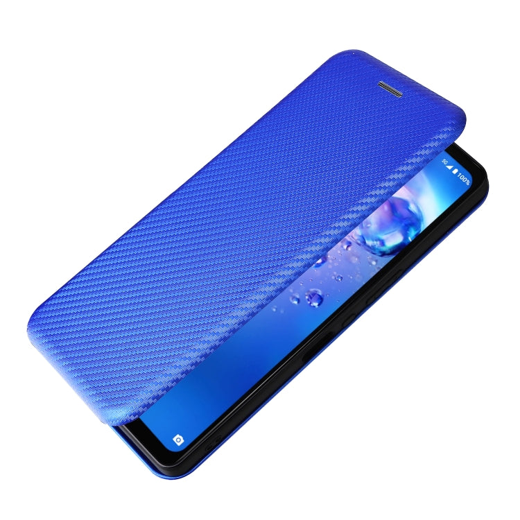 For Sharp Aquos Zero6 Carbon Fiber Texture Horizontal Flip TPU + PC + PU Leather Case with Card Slot