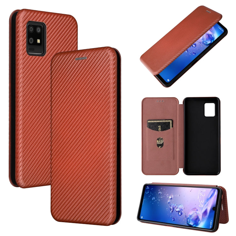 For Sharp Aquos Zero6 Carbon Fiber Texture Horizontal Flip TPU + PC + PU Leather Case with Card Slot