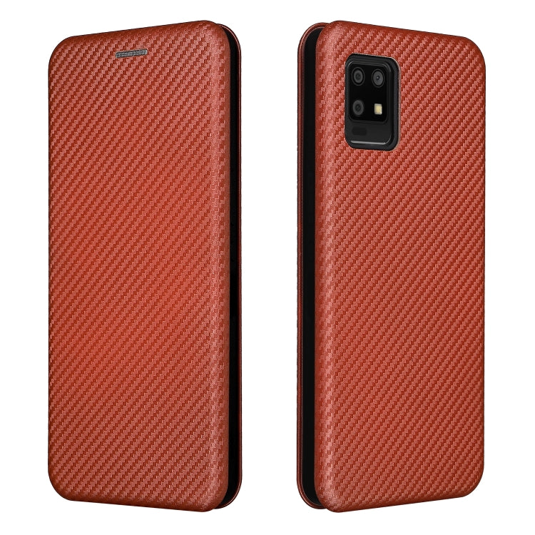 For Sharp Aquos Zero6 Carbon Fiber Texture Horizontal Flip TPU + PC + PU Leather Case with Card Slot