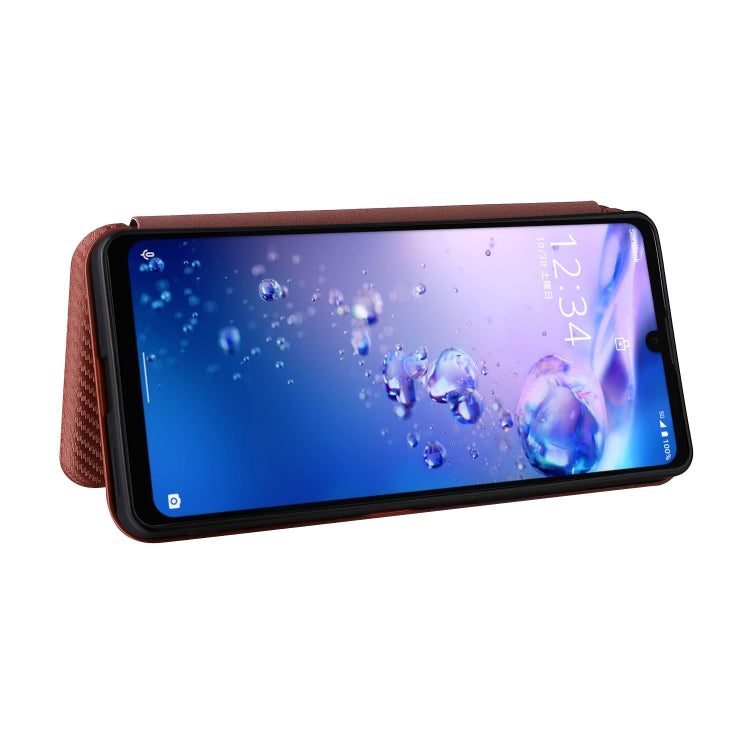 For Sharp Aquos Zero6 Carbon Fiber Texture Horizontal Flip TPU + PC + PU Leather Case with Card Slot
