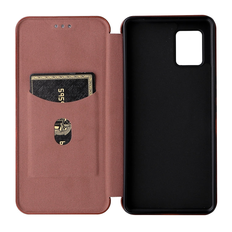 For Sharp Aquos Zero6 Carbon Fiber Texture Horizontal Flip TPU + PC + PU Leather Case with Card Slot
