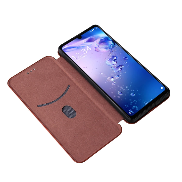 For Sharp Aquos Zero6 Carbon Fiber Texture Horizontal Flip TPU + PC + PU Leather Case with Card Slot
