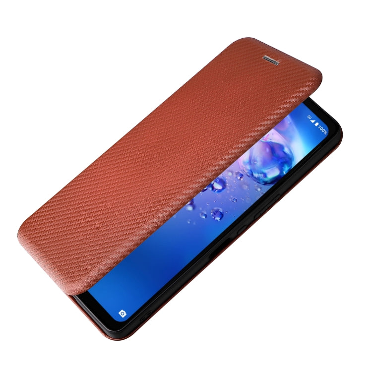 For Sharp Aquos Zero6 Carbon Fiber Texture Horizontal Flip TPU + PC + PU Leather Case with Card Slot