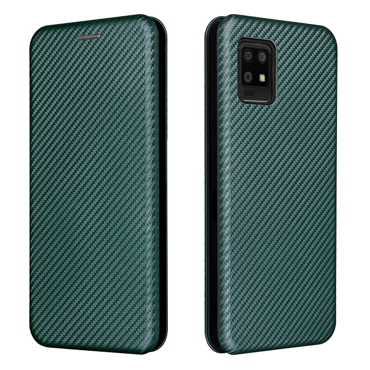 For Sharp Aquos Zero6 Carbon Fiber Texture Horizontal Flip TPU + PC + PU Leather Case with Card Slot