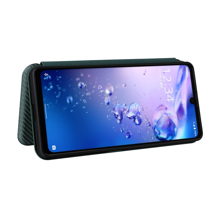 For Sharp Aquos Zero6 Carbon Fiber Texture Horizontal Flip TPU + PC + PU Leather Case with Card Slot