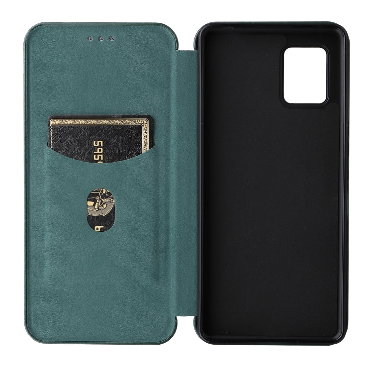 For Sharp Aquos Zero6 Carbon Fiber Texture Horizontal Flip TPU + PC + PU Leather Case with Card Slot