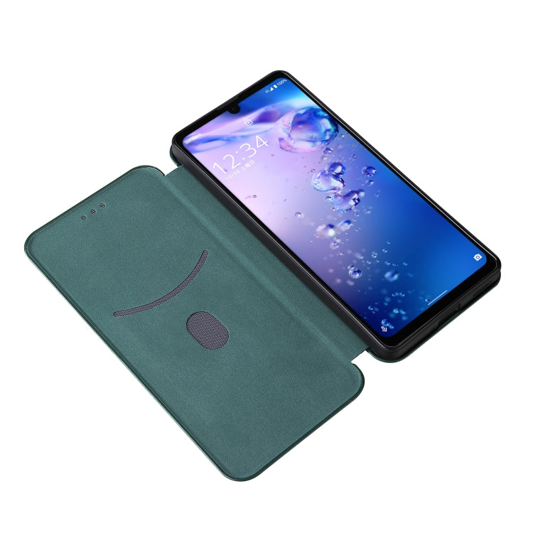 For Sharp Aquos Zero6 Carbon Fiber Texture Horizontal Flip TPU + PC + PU Leather Case with Card Slot