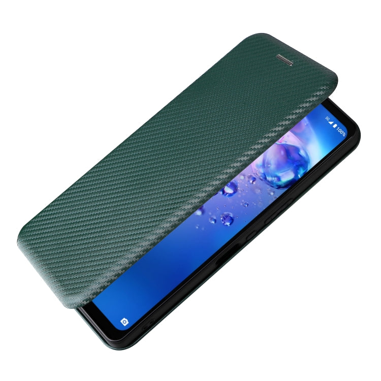 For Sharp Aquos Zero6 Carbon Fiber Texture Horizontal Flip TPU + PC + PU Leather Case with Card Slot