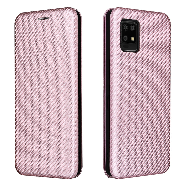For Sharp Aquos Zero6 Carbon Fiber Texture Horizontal Flip TPU + PC + PU Leather Case with Card Slot