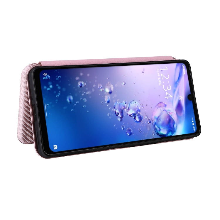 For Sharp Aquos Zero6 Carbon Fiber Texture Horizontal Flip TPU + PC + PU Leather Case with Card Slot