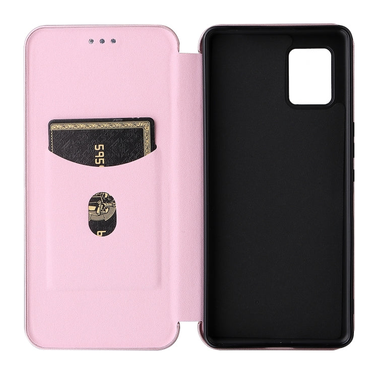 For Sharp Aquos Zero6 Carbon Fiber Texture Horizontal Flip TPU + PC + PU Leather Case with Card Slot