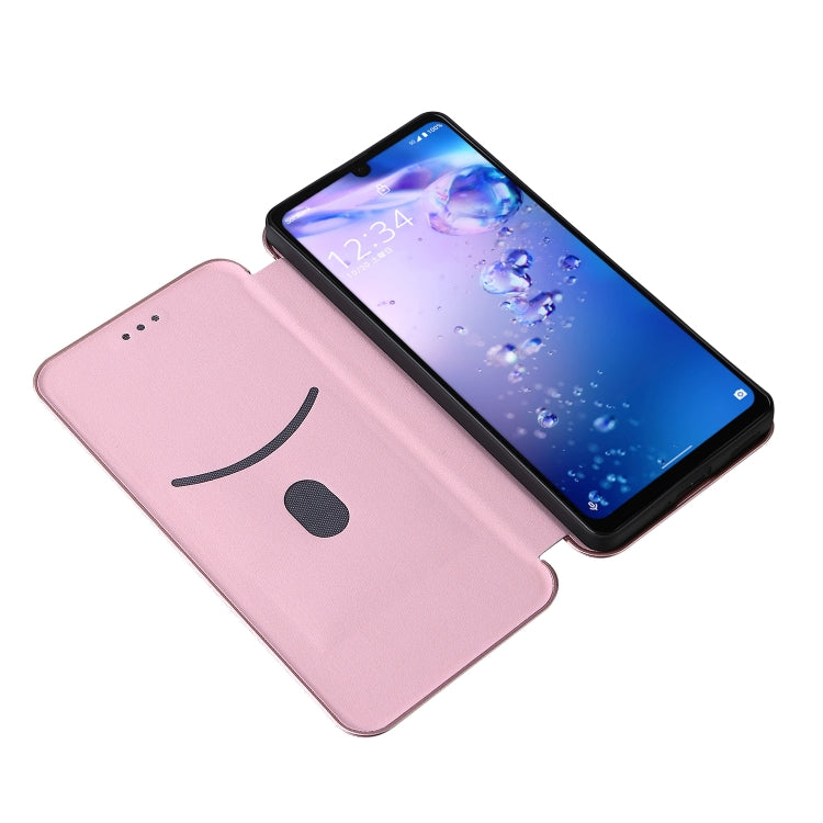 For Sharp Aquos Zero6 Carbon Fiber Texture Horizontal Flip TPU + PC + PU Leather Case with Card Slot