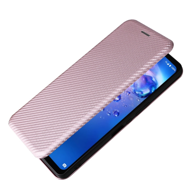 For Sharp Aquos Zero6 Carbon Fiber Texture Horizontal Flip TPU + PC + PU Leather Case with Card Slot