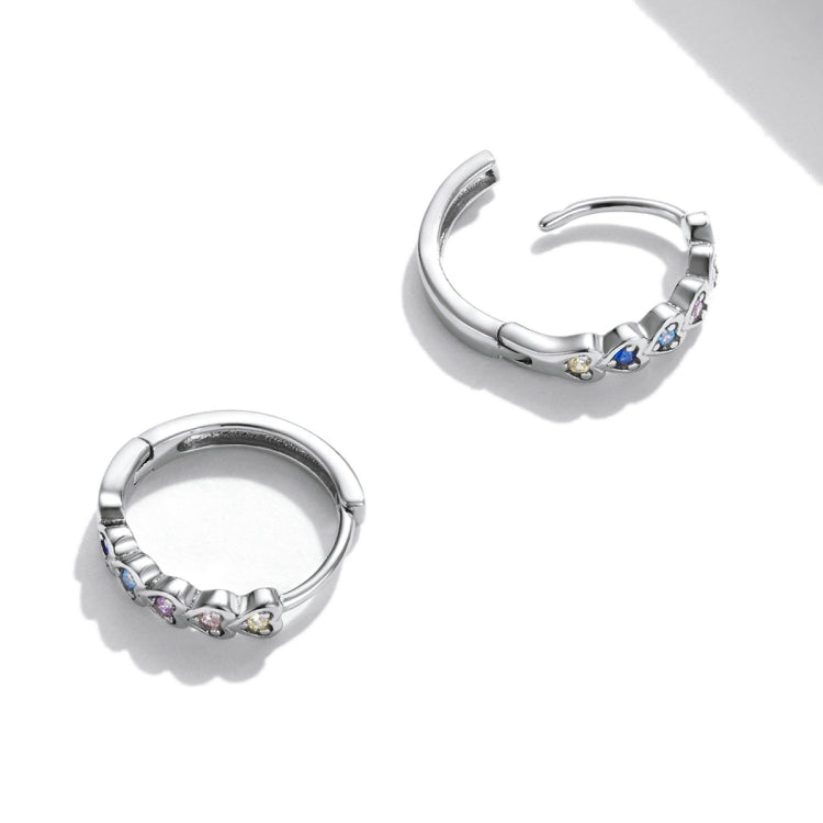 S925 Sterling Silver Rainbow Heart Ear Buckle Women Earrings