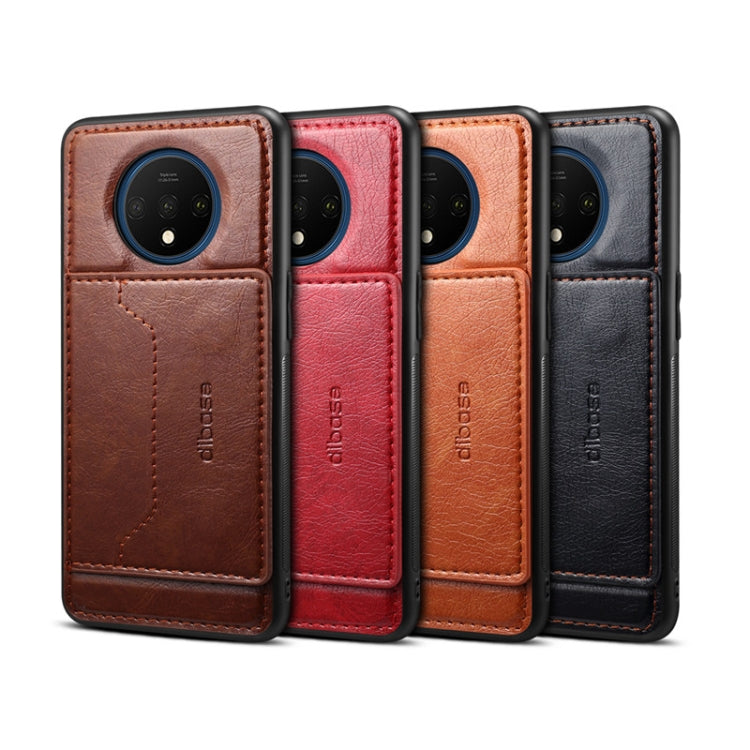 For OnePlus 7T Dibase TPU + PC + PU Crazy Horse Texture Protective Case, with Holder & Card Slots