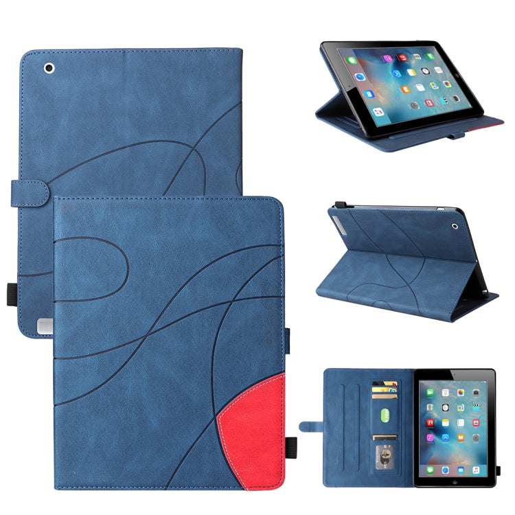 Dual-color Splicing Horizontal Flip PU Leather Case with Holder & Card Slots & Sleep / Wake-up Function For iPad 2 / 3 / 4