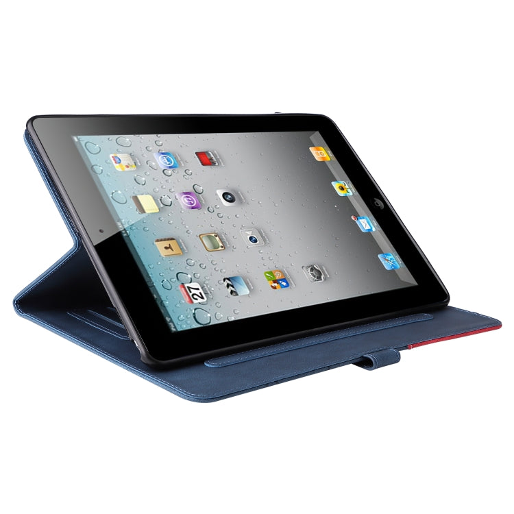 Dual-color Splicing Horizontal Flip PU Leather Case with Holder & Card Slots & Sleep / Wake-up Function For iPad 2 / 3 / 4