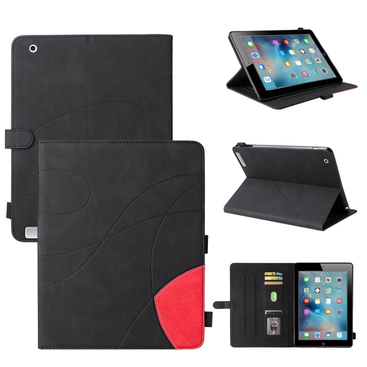 Dual-color Splicing Horizontal Flip PU Leather Case with Holder & Card Slots & Sleep / Wake-up Function For iPad 2 / 3 / 4