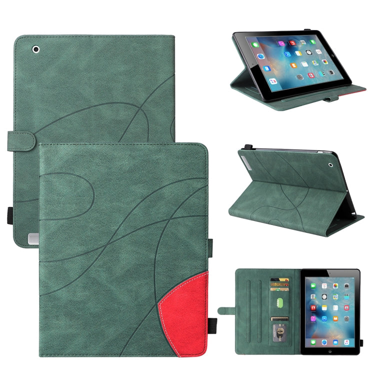 Dual-color Splicing Horizontal Flip PU Leather Case with Holder & Card Slots & Sleep / Wake-up Function For iPad 2 / 3 / 4
