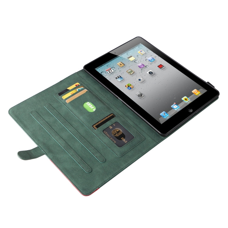 Dual-color Splicing Horizontal Flip PU Leather Case with Holder & Card Slots & Sleep / Wake-up Function For iPad 2 / 3 / 4