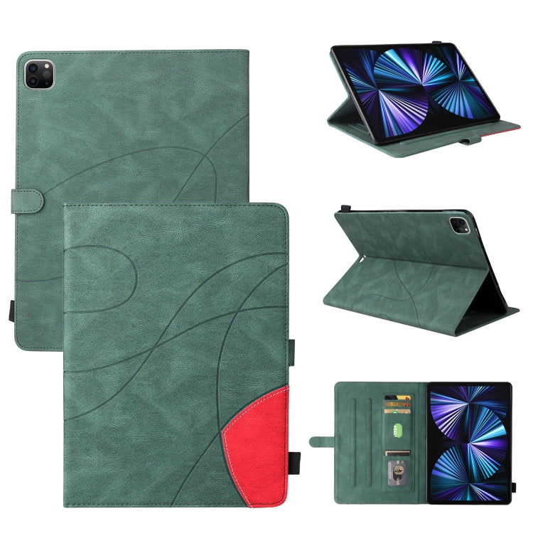 Dual-color Splicing Horizontal Flip PU Leather Case with Holder & Card Slots For iPad Pro 12.9 (2020/2021/2018)