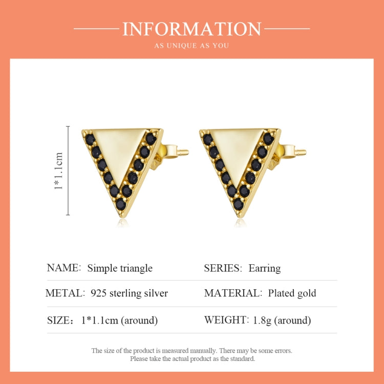 S925 Sterling Silver Simple Triangle Ear Studs Women Earrings
