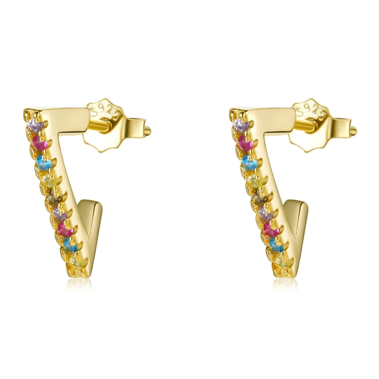 S925 Sterling Silver Colorful Triangle Ear Studs Women Earrings