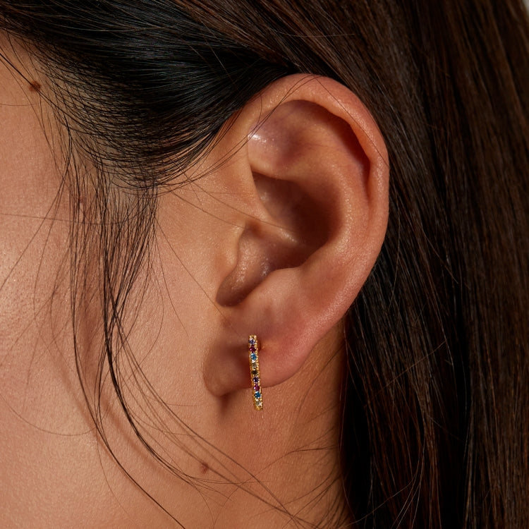S925 Sterling Silver Colorful Triangle Ear Studs Women Earrings