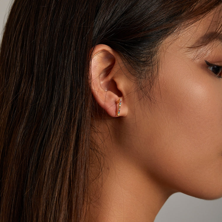 S925 Sterling Silver Colorful Triangle Ear Studs Women Earrings