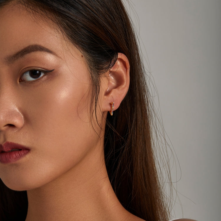 S925 Sterling Silver Colorful Triangle Ear Studs Women Earrings