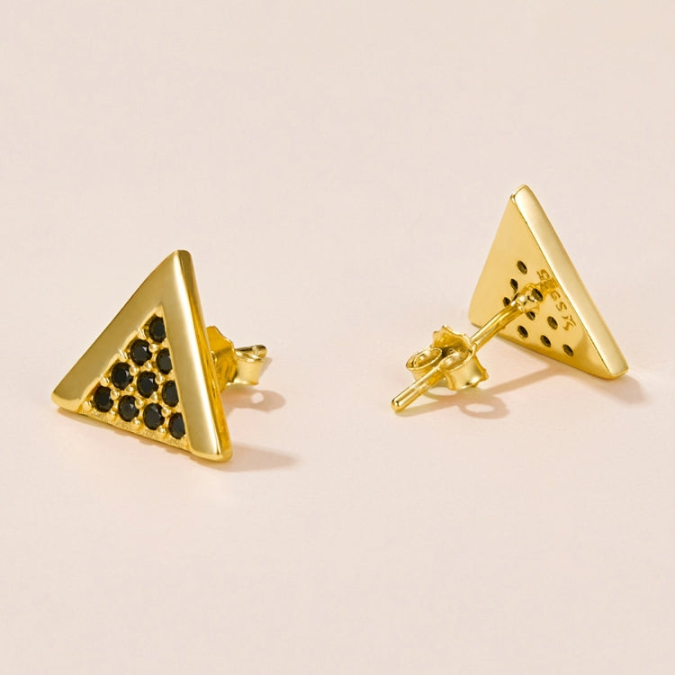 S925 Sterling Silver Personality Triangle Ear Studs Women Earrings