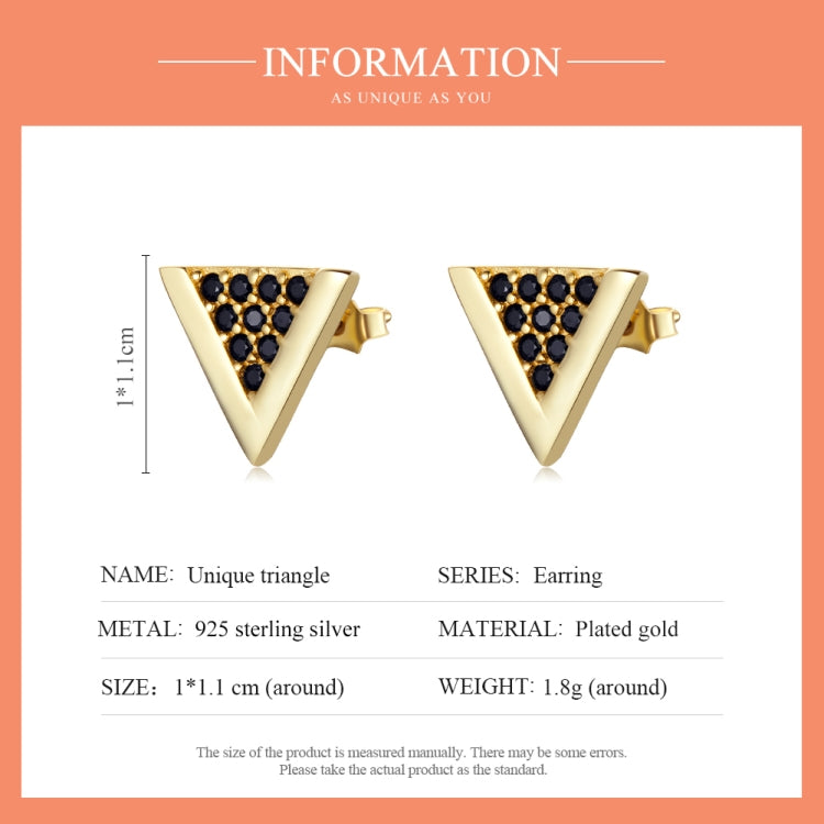 S925 Sterling Silver Personality Triangle Ear Studs Women Earrings