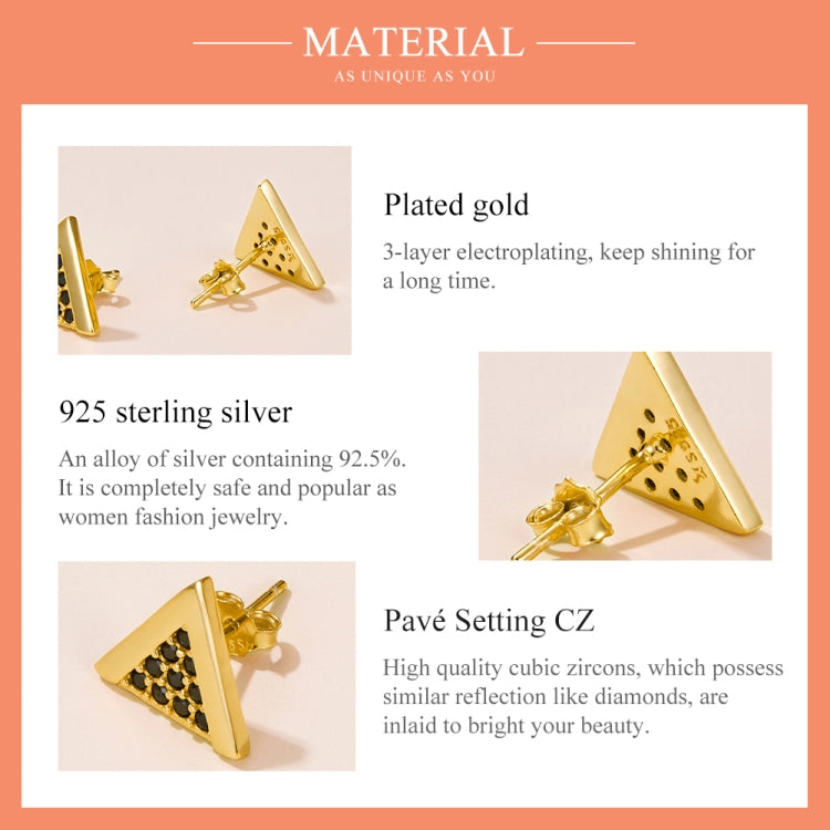 S925 Sterling Silver Personality Triangle Ear Studs Women Earrings