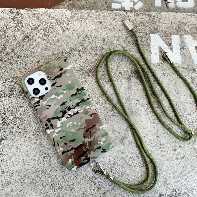 For iPhone 13 Pro Camouflage Pattern IMD Shockproof TPU Protective Case with Lanyard