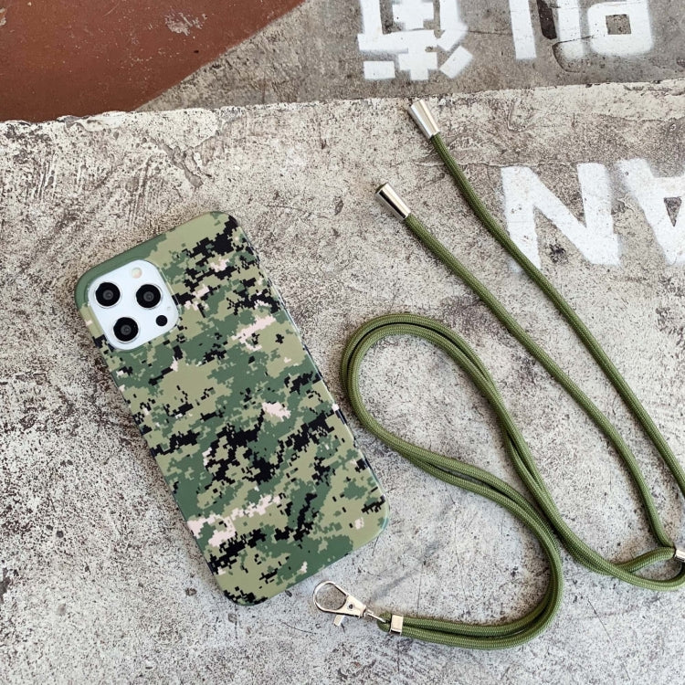 For iPhone 13 Pro Camouflage Pattern IMD Shockproof TPU Protective Case with Lanyard