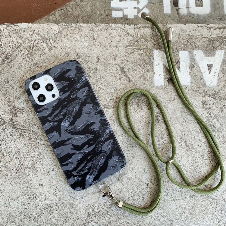 For iPhone 13 Pro Camouflage Pattern IMD Shockproof TPU Protective Case with Lanyard