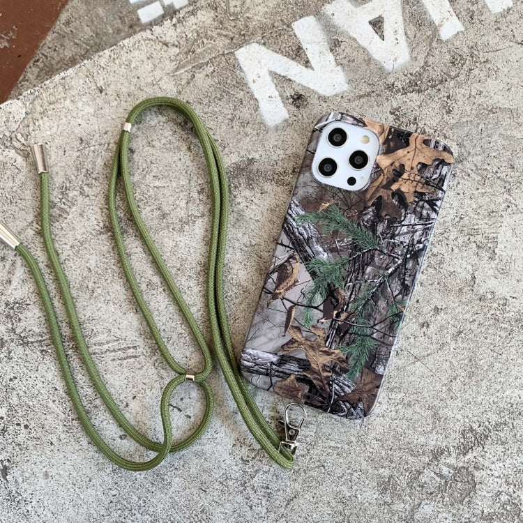 For iPhone 13 Camouflage Pattern IMD Shockproof TPU Protective Case with Lanyard